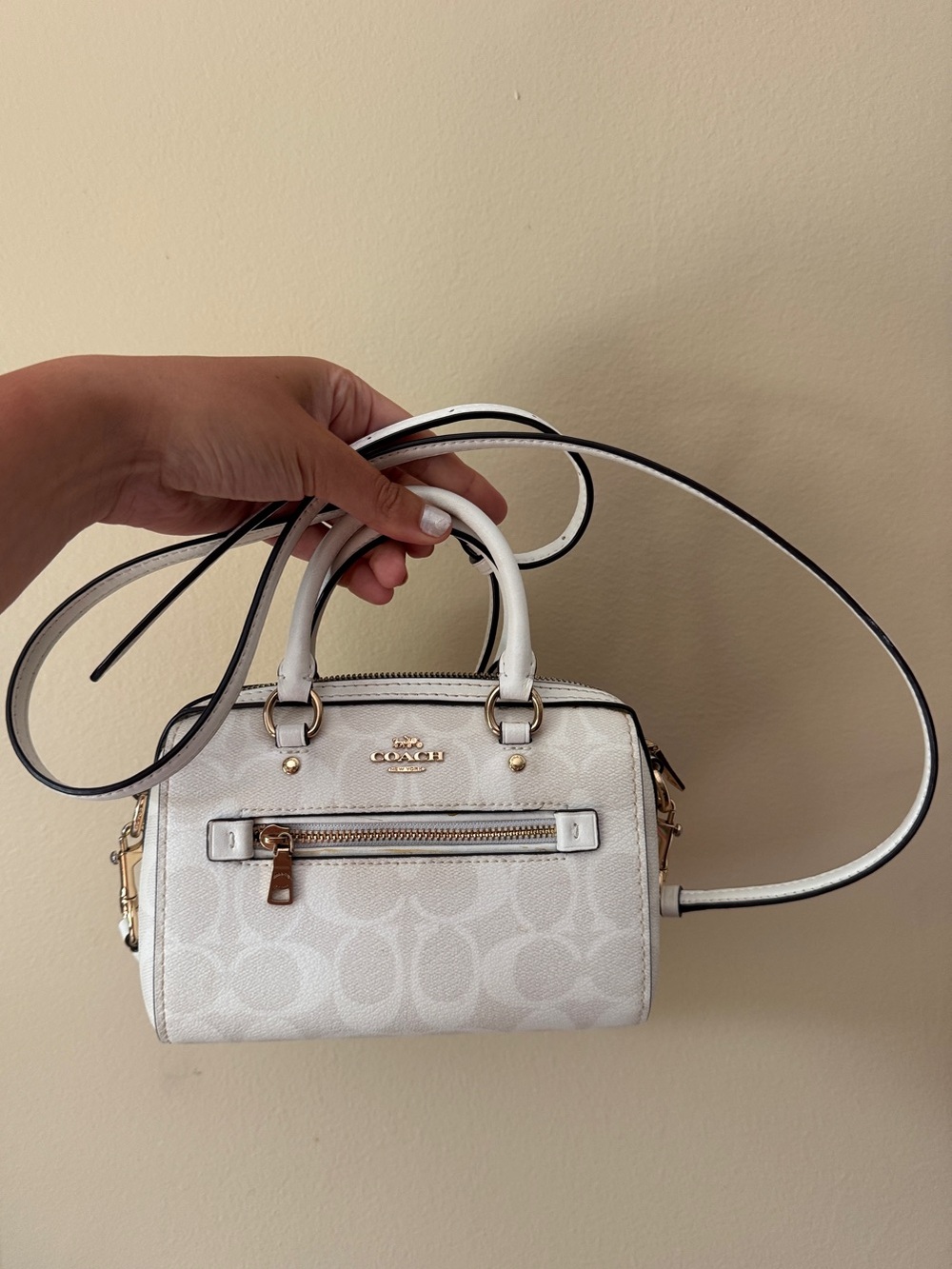 Coach Mini Satchel in Cream with Gold Hardware